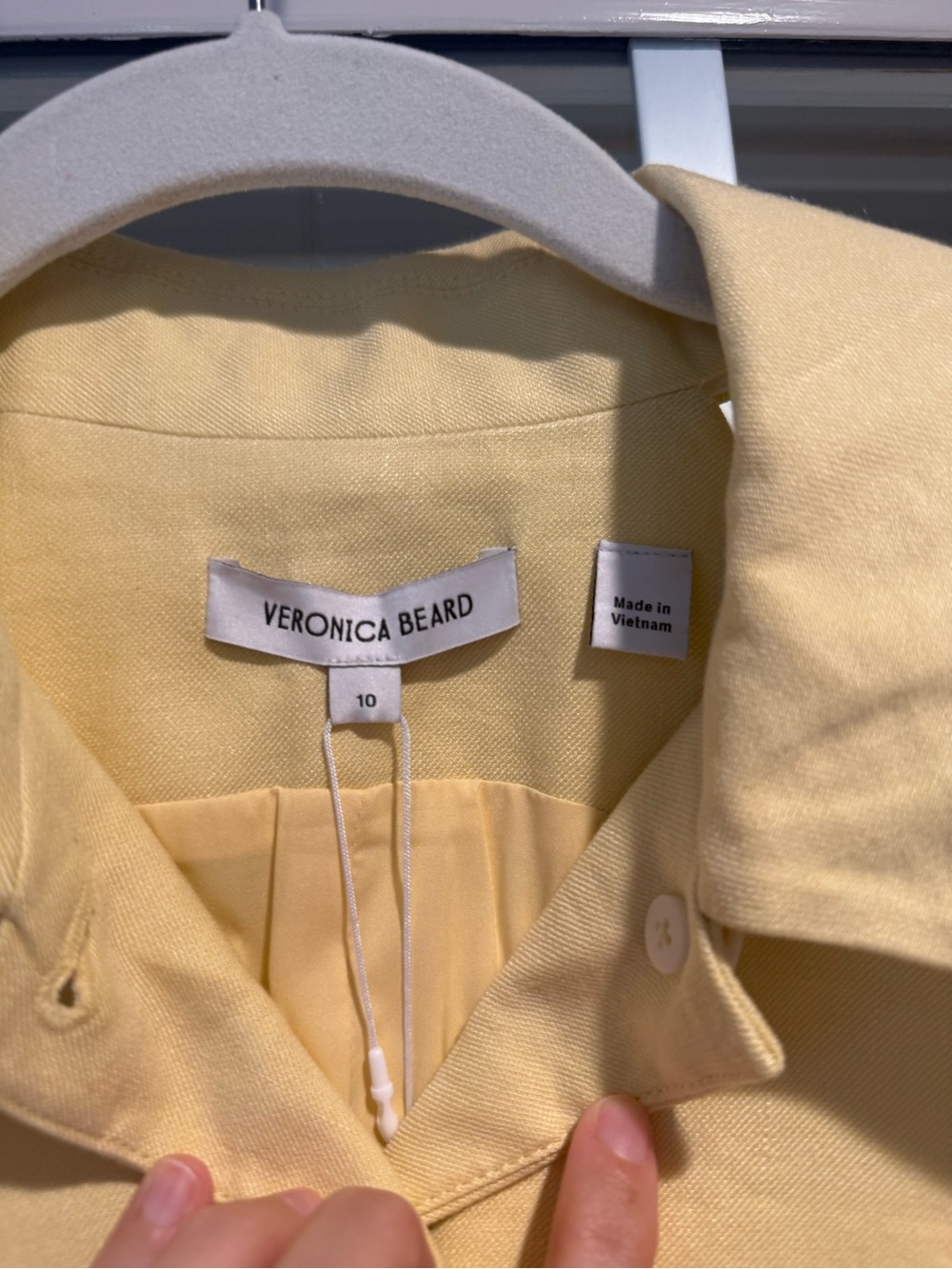 Veronica Beard Sleeveless Collared Button-Front Light Yellow Vest Shirt w/ Tags - Picture 7 of 14